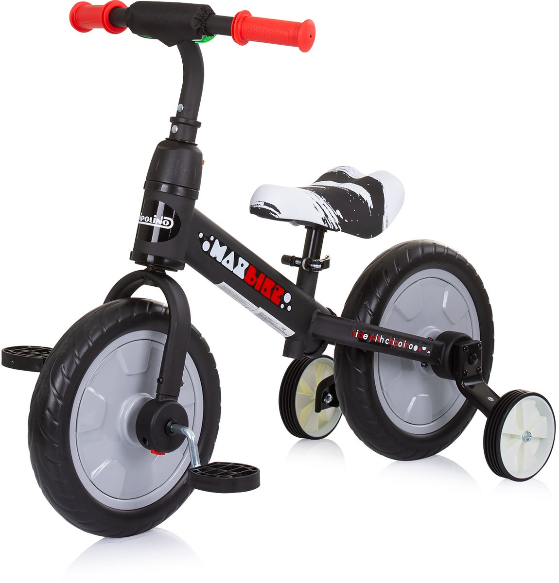 Chipolino Vierwieler “MAX BIKE” – Grijs | 2-in-1 Loopfiets & Kinderfiets met Trappers | Verstelbaar Zadel | Voor Kinderen vanaf 3 Jaar | Tot 25 kg